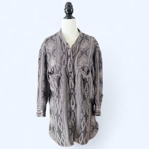 TNA 2010 Black Grey Boho Bohemian Western Country Button Up Womens Short Small